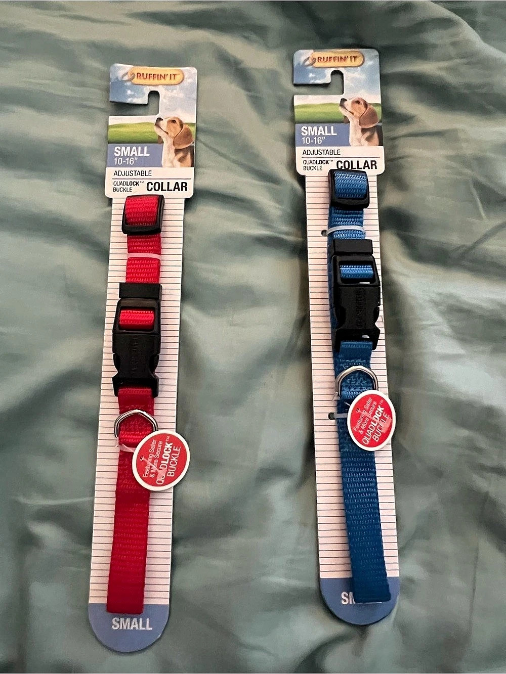 Ruffin' It Adjustable Quadlock Collar Dog Collars Red & Blue Small